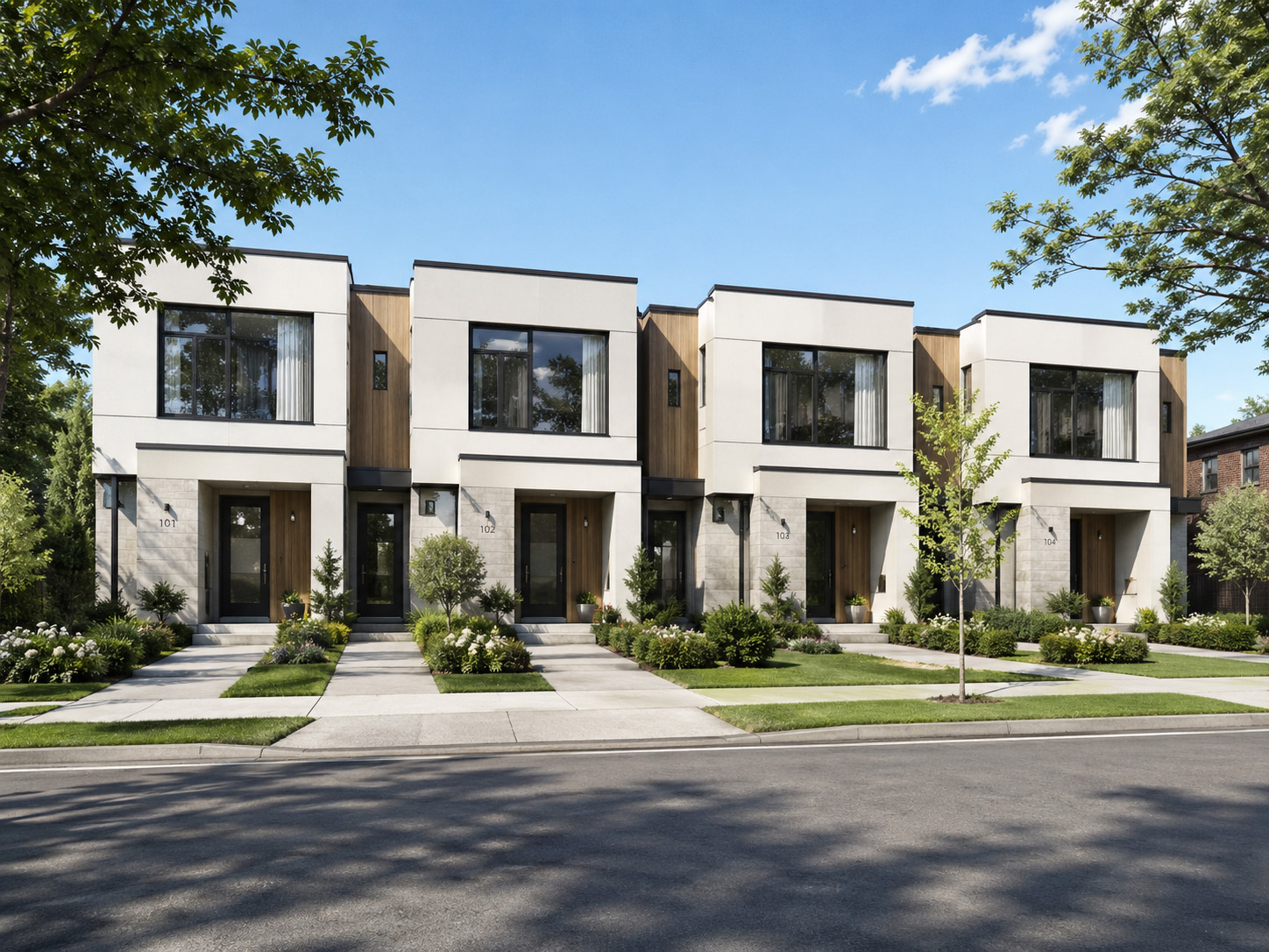 Verwaltetes Townhouse-Ensemble in Baden-Württemberg mit vier modernen Reihenhäusern